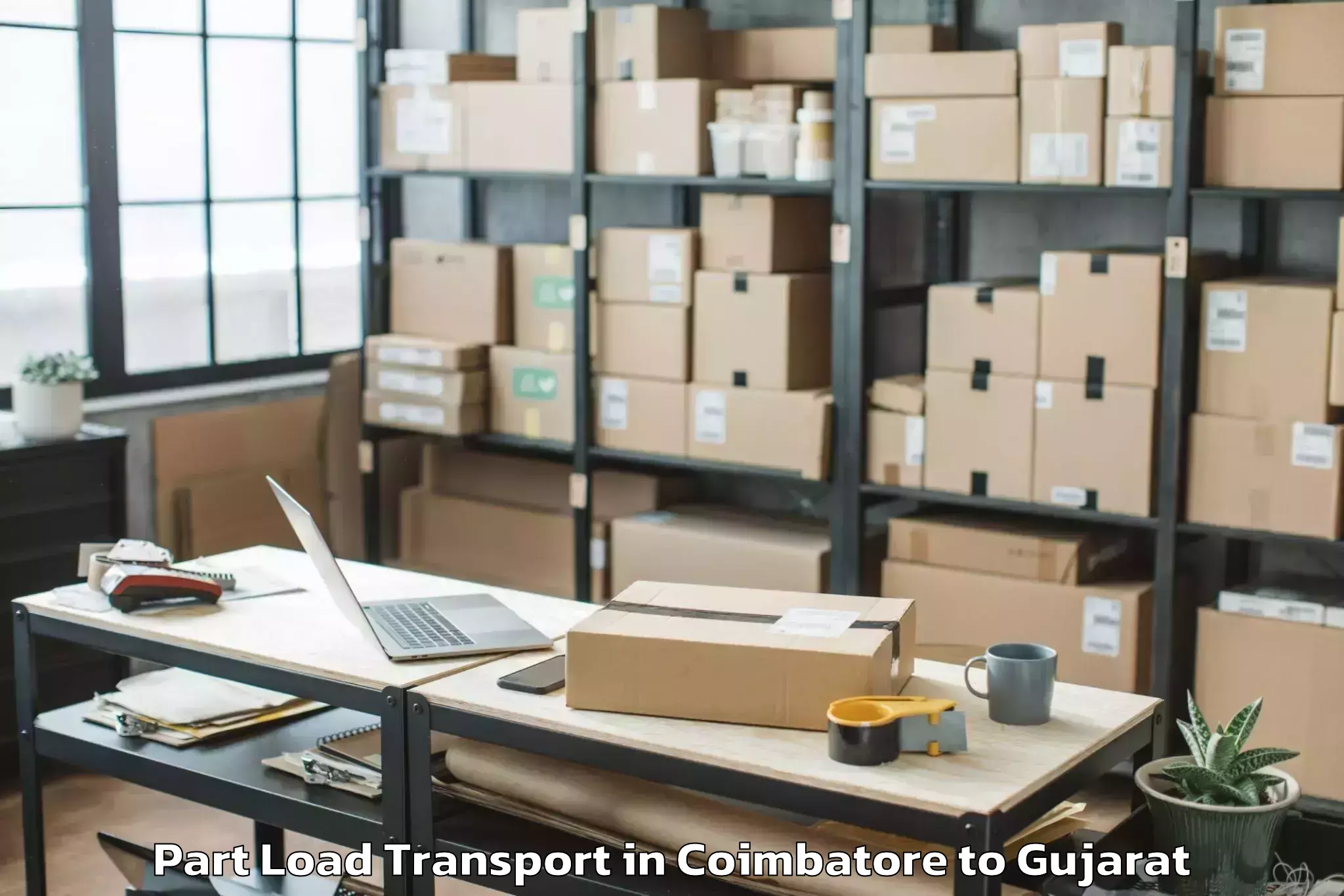 Get Coimbatore to Gls University Ahmedabad Part Load Transport